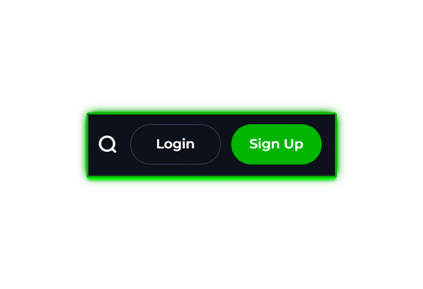 Login and registration button in the top bar