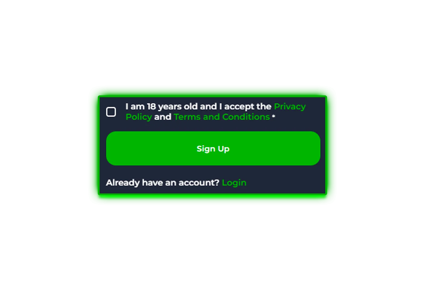 Sign up button