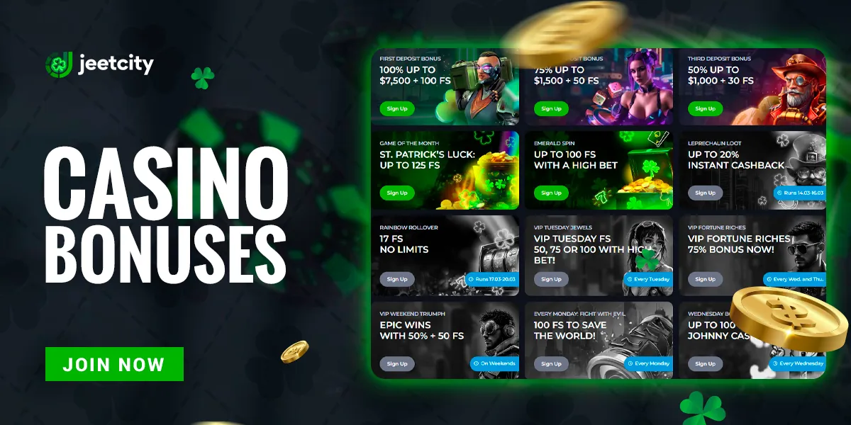 Bonuses and promotions at Jeetcity Casino