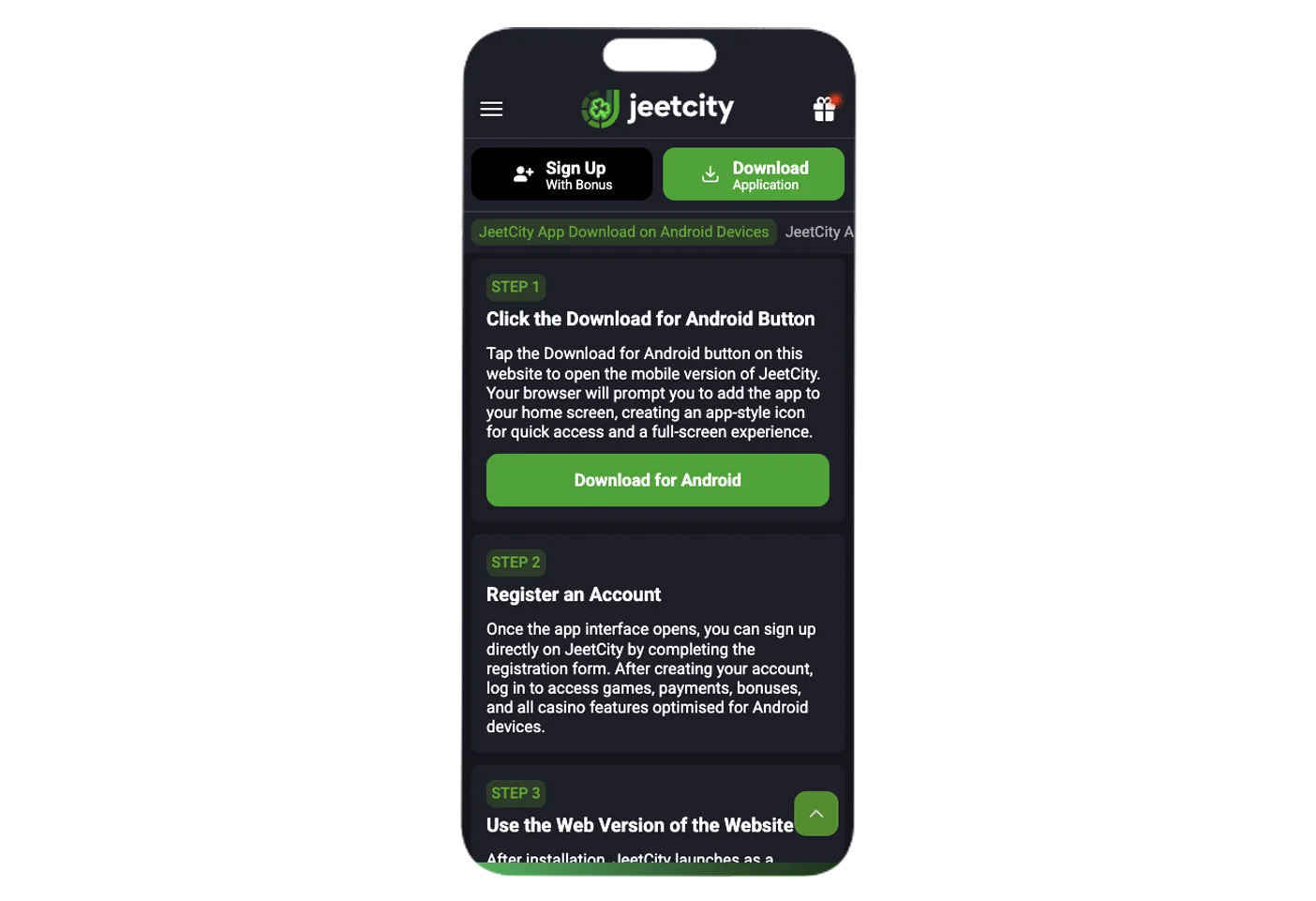 Application download button